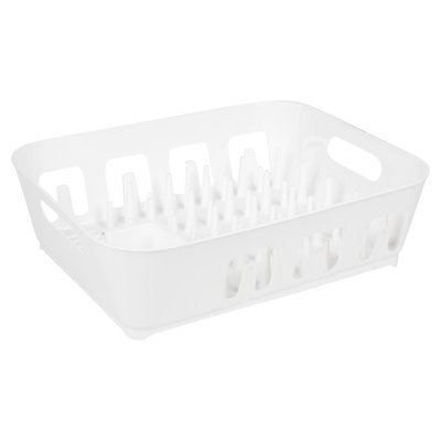 URBNLIVING Height 12cm Large Teal Plastic Dish Drying Rack Drip Drainer Kitchen Sink Tray with Utensil Holder