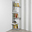 URBNLIVING Height 141cm 5 Tier Wooden Modern Corner Bookcase Shelves White and Grey Colour Living Room Storage Free Standing Displ