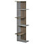 URBNLIVING Height 141cm Modern Grey and Oak Wooden Corner Bookcase 5 Tier Free Standing Storage Display for Living Room