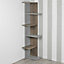 URBNLIVING Height 141cm Modern Grey and Oak Wooden Corner Bookcase 5 Tier Free Standing Storage Display for Living Room
