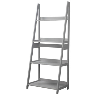 URBNLIVING Height 150cm Modena 4 Tier Wooden Ladder Colour Grey Storage Rack Display Stand Shelving Unit Bedroom