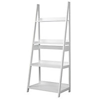 URBNLIVING Height 150cm Modena 4 Tier Wooden Ladder Colour White Storage Rack Display Stand Shelving Unit Bedroom