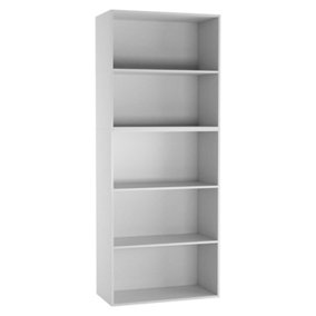 URBNLIVING Height 150cm Wide 5 Tier Book Shelf Deep Bookcase Storage Cabinet Display Colour White Dining Living Room
