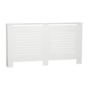 URBNLIVING Height 152cm Large White Modern Wooden Radiator Cover MDF Grill Shelf Cabinet Furniture