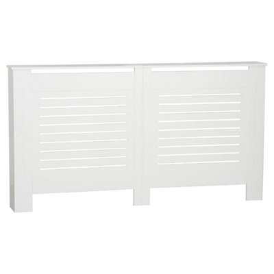 URBNLIVING Height 152cm Large White Modern Wooden Radiator Cover MDF Grill Shelf Cabinet Furniture - 3