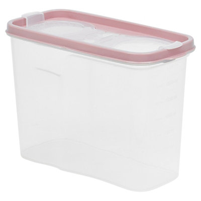 URBNLIVING Height 15cm 2L Pink Colour Plastic Food Storage Cereal ...