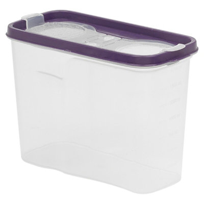 URBNLIVING Height 15cm 2L Purple Colour Plastic Food Storage Cereal ...