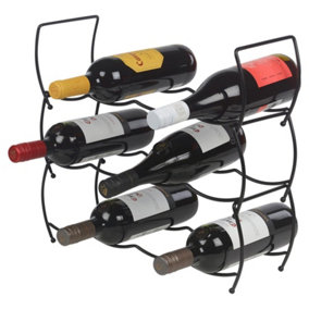 URBNLIVING Height 15cm 3pc Black Metal Free Standing Stackable Wine Bottle Rack Storage 12 Bottle Size