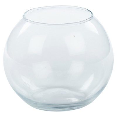 URBNLIVING Height 15cm Recycled Clear Glass Round Flower Pot Fish Bowl Vase Floral Display Centrepiece