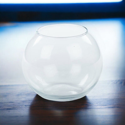 URBNLIVING Height 15cm Recycled Clear Glass Round Flower Pot Fish Bowl Vase Floral Display Centrepiece - 3
