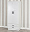 URBNLIVING Height 180cm 4 Piece Wooden Bedroom Set White Wardrobe Chest Cabinet Bedside Table Clothes Storage