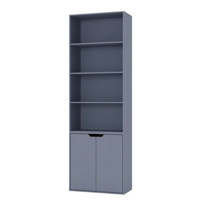 URBNLIVING Height 180Cm 6 Tier Bookcase With 2 Door Cupboard