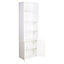 URBNLIVING Height 180Cm 6 Tier Bookcase With 2 Door Cupboard Cabinet Storage Shelving Display Colour White Wood Shelf