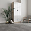 URBNLIVING Height 180cm Glossy Oak Carcass & White Drawers Tall 2 Door Wardrobe Bedroom Storage Hanging Rail Modern Furniture