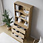 URBNLIVING Height 180cm Oak Drawers & Oak Bookcase 80cm Width 3 Tier Wooden Storage Chest Cabinet & Display Bookcase Shelving