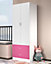 URBNLIVING Height 180cm Orlando White Wooden 2 Door Pink 2 Drawer Compact Kids Wardrobe Bedroom Storage Hanging Bar