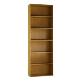 URBNLIVING Height 180Cm Wide 6 Tier Book Shelf Deep Bookcase Storage Cabinet Display Colour Beech Dining Living Room