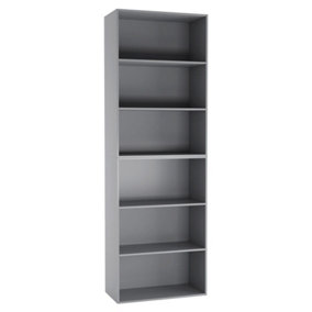URBNLIVING Height 180Cm Wide 6 Tier Book Shelf Deep Bookcase Storage Cabinet Display Colour Grey Dining Living Room