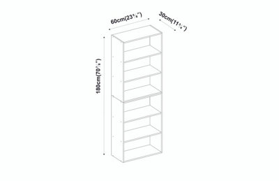 URBNLIVING Height 180Cm Wide 6 Tier Book Shelf Deep Bookcase Storage ...