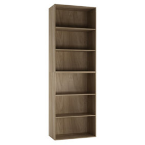 URBNLIVING Height 180Cm Wide 6 Tier Book Shelf Deep Bookcase Storage Cabinet Display Colour Oak Dining Living Room