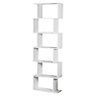 URBNLIVING Height 190.5Cm 6 Tier Wooden S-Shaped Bookcase Living Room Colour White Modern Display Shelves Storage Unit Divider