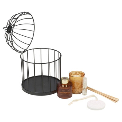 URBNLIVING Height 20cm 30ml Autumn Leaf Perfume Reed Diffuser Oil Refill & Candle in Birdcage Fragrance Gift Set - 4