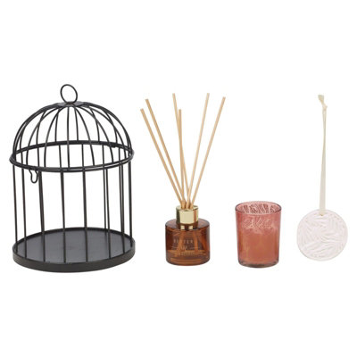URBNLIVING Height 20cm 30ml Mulled Wine Perfume Reed Diffuser Oil Refill & Candle in Birdcage Fragrance Gift Set - 5