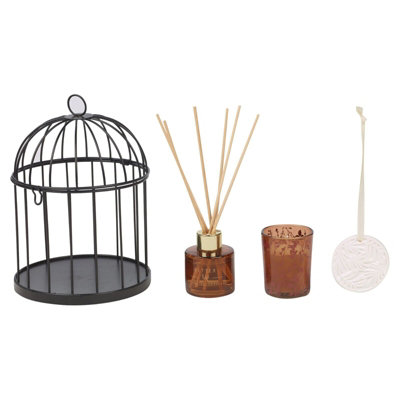 URBNLIVING Height 20cm 30ml Soft Linen Perfume Reed Diffuser Oil Refill & Candle in Birdcage Fragrance Gift Set - 4
