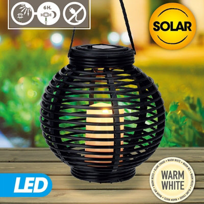 URBNLIVING Height 21cm Round Black Colour Warm White LED