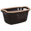URBNLIVING Height 23cm 30L Brown Plastic Rattan Laundry Clothes Basket Storage Hamper with Handles
