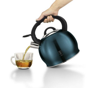 URBNLIVING Height 23cm Berlinger Haus 3L Aquamarine Stainless Steel Whistling Kettle Metallic Electric Induction