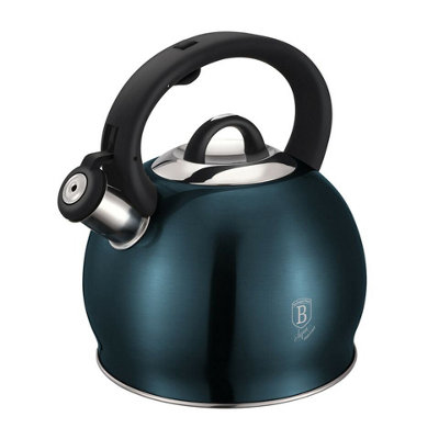 URBNLIVING Height 23cm Berlinger Haus 3L Aquamarine Stainless Steel Whistling Kettle Metallic Electric Induction