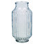 URBNLIVING Height 23cm Tall Blue Glass Table Vase Jar Flowers Centrepiece Ribbed Striped Design
