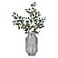 URBNLIVING Height 23cm Tall Grey Glass Table Vase Jar Flowers Centrepiece Ribbed Striped Design