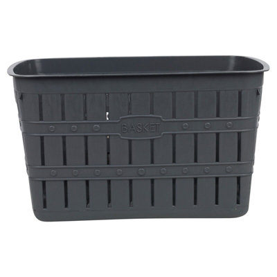 URBNLIVING Height 24cm Anthracite Plastic Bamboo Look Basket Laundry Clothes Storage Sorter Hamper with Handles