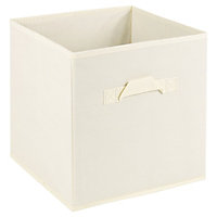 URBNLIVING Height 24cm Collapsible Cream Cube Medium Storage Boxes Kids Toys Carry Handles Basket Bits Bobs Organise