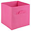 URBNLIVING Height 24cm Collapsible Dark Pink Cube Medium Storage Boxes Kids Toys Carry Handles Basket Bits Bobs Organise