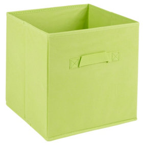URBNLIVING Height 24cm Collapsible Green Cube Medium Storage Boxes Kids Toys Carry Handles Basket Bits Bobs Organise