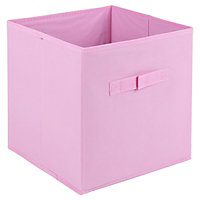 URBNLIVING Height 24cm Collapsible Light Pink Cube Medium Storage Boxes Kids Toys Carry Handles Basket Bits Bobs Organise