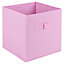 URBNLIVING Height 24cm Collapsible Light Pink Cube Medium Storage Boxes Kids Toys Carry Handles Basket Bits Bobs Organise