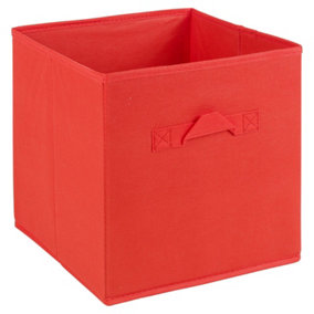 URBNLIVING Height 24cm Collapsible Red Cube Medium Storage Boxes Kids Toys Carry Handles Basket Bits Bobs Organise