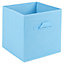 URBNLIVING Height 24cm Collapsible Sky Blue Cube Medium Storage Boxes Kids Toys Carry Handles Basket Bits Bobs Organise