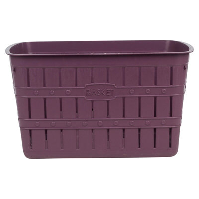 URBNLIVING Height 24cm Purple Plastic Bamboo Look Basket Laundry Clothes Storage Sorter Hamper with Handles - 3