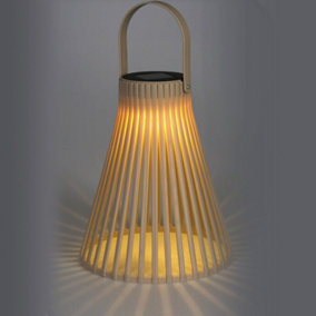 URBNLIVING Height 25cm Beige Colour Solar Powered Lantern LED Warm White Light Indoor Outdoor Decor &Handle Battery