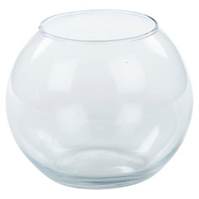 URBNLIVING Height 25cm Recycled Clear Glass Round Flower Pot Fish Bowl Vase Floral Display Centrepiece
