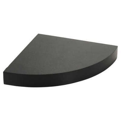 URBNLIVING Height 25cm Set of 3 Floating Black Wooden Wall Mount Corner Shelves MDF Shelf Display for Books and Storage - 3
