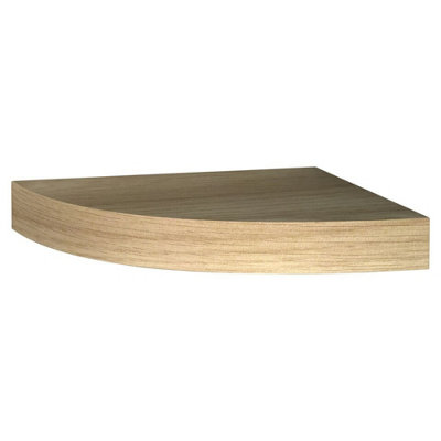 URBNLIVING Height 25cm Set of 3 Floating Oak Wooden Wall Mount Corner Shelves MDF Shelf Display for Books and Storage