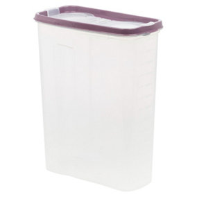 URBNLIVING Height 26cm 3.25L Purple Colour Plastic Food Storage Cereal Container Dispenser Airtight Click Lid