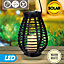 URBNLIVING Height 26cm Cylindrical Black Colour Warm White LED Solar Lantern Hanging with Handle Garden Décor