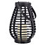 URBNLIVING Height 26cm Cylindrical Black Colour Warm White LED Solar Lantern Hanging with Handle Garden Décor
